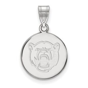 14k White Gold Baylor U Medium Bears Disc Pendant